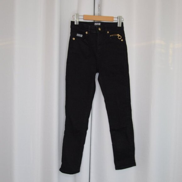 Versace Black Slim Fit Jeans Sz 24 - Picture 2 of 9